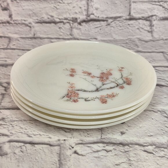 Vintage Pyrex Pink Dogwood Family Flair Flower Blossom Dinner Plates Set of 4 - Picture 6 of 7